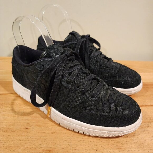 Nike Air Jordan 1 Retro Low NS Black Python Suede Leather Sneakers Women's 8 - Picture 3 of 10